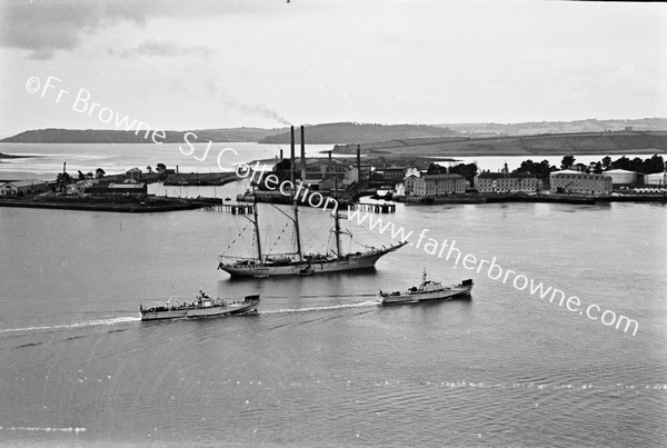 HAULBOWLINE PANORAMA  IRISHSTEEL WORKS  WITH SAILING SHIP MERCATOR  BELGIUM